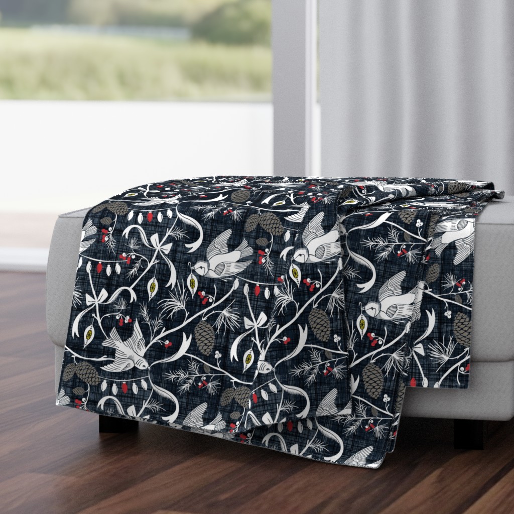 Merry Forest - Christmas Chinoiserie Navy Blue