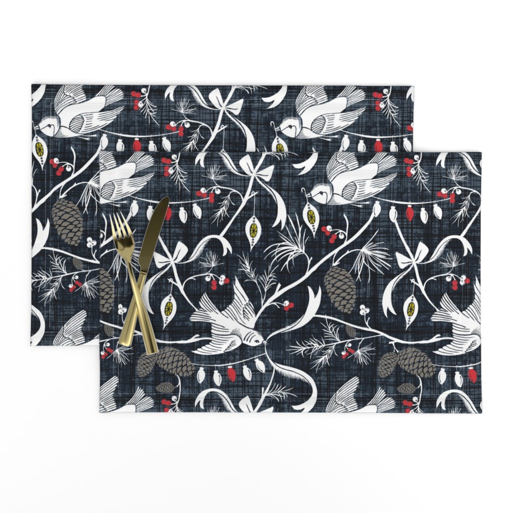 Merry Forest - Christmas Chinoiserie Navy Blue