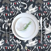 Merry Forest - Christmas Chinoiserie Navy Blue