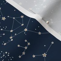 Constellations - navy  blue with gold effect stars
