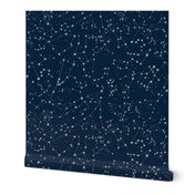 Constellations - navy  blue with gold effect stars