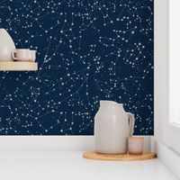 Constellations - navy  blue with gold effect stars