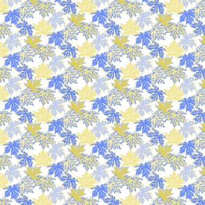 Little Maple Leaves in White, blue and yellow