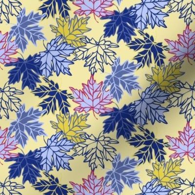 Small Maple Leaves in Blues & yellows