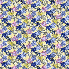 Small Maple Leaves in Blues & yellows