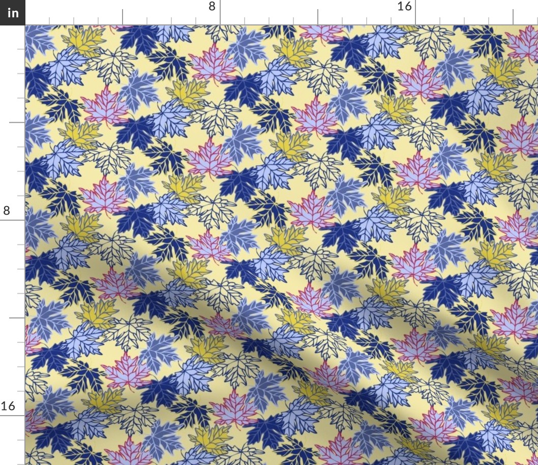 Small Maple Leaves in Blues & yellows