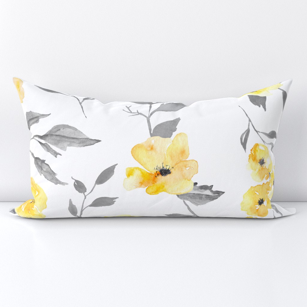 Custom - Yellow And Grey Floral (large scale)