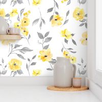 Custom - Yellow And Grey Floral (large scale)