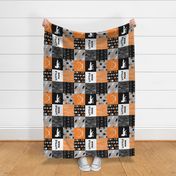 Little Man Fox Quilt - orange and black - ROTATED
