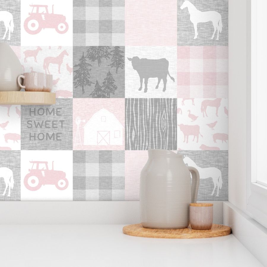 Home Sweet Home Farm Quilt - pink