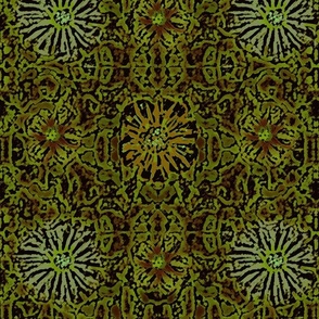 24" LARGE Moss Floral Batik
