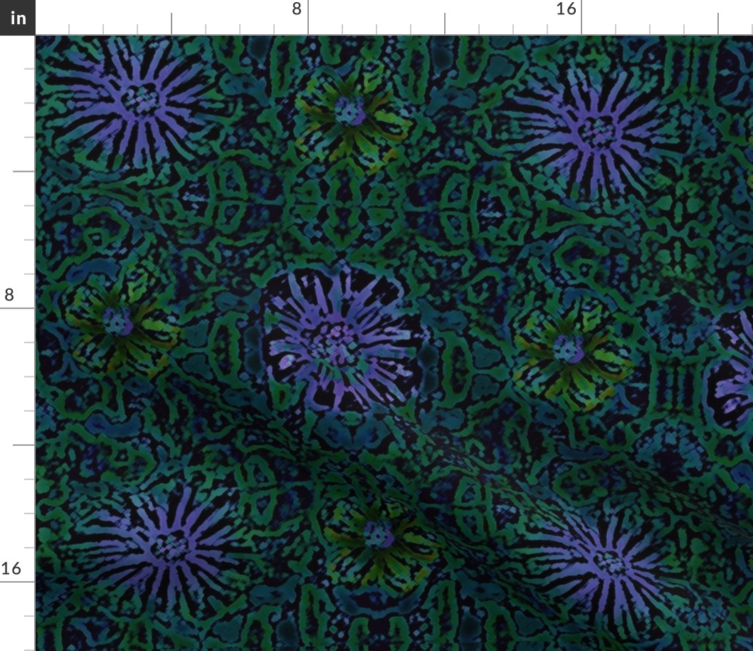 24" LARGE Peacock Floral Batik