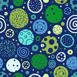 Playful Planets in Blue & Green