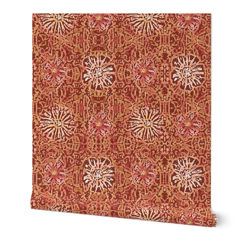 24" LARGE Terracotta Floral Batik