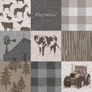 Cow Farmin Quilt - Soft Brown And grey