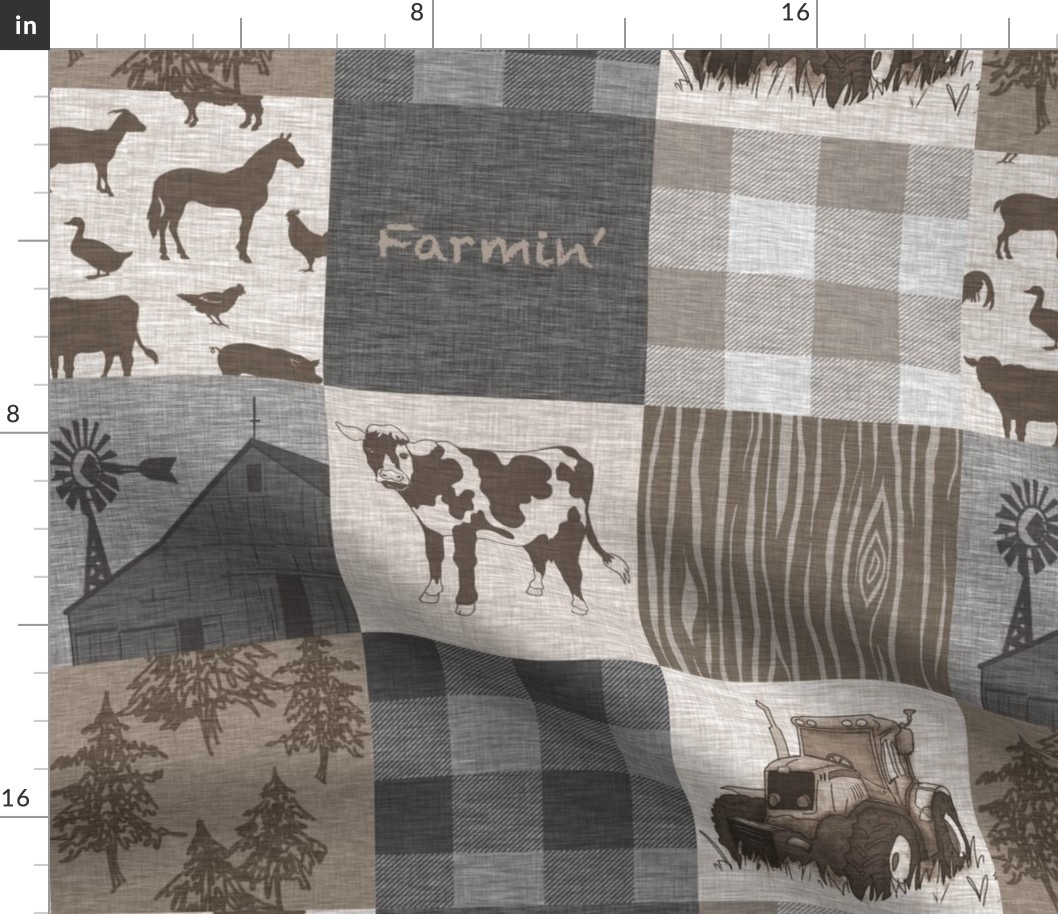 Cow Farmin Quilt - Soft Brown And grey