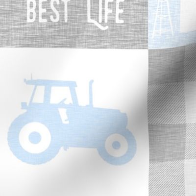 Farm Life Quilt - baby blue and grey