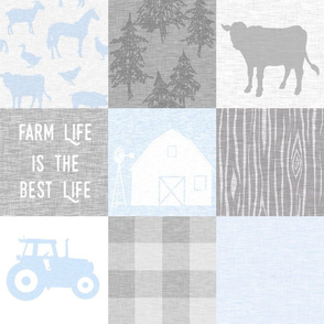 Farm Life Quilt - baby blue and grey