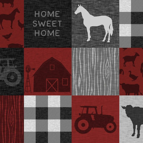 Home Sweet Home Farm Quilt - Red/black