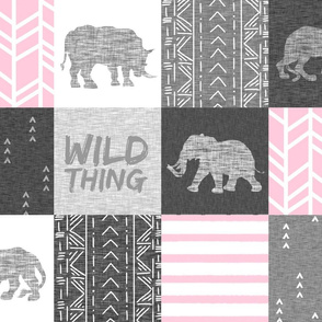 Wild Thing Safari Quilt - pink and grey