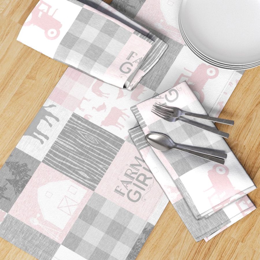 Farm Girl Quilt - pink and grey