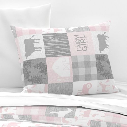 Farm Girl Quilt - pink and grey