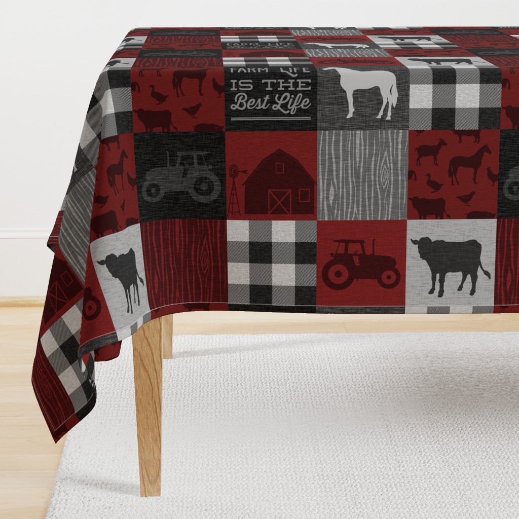 Farm Life Quilt - Red And black - rotated