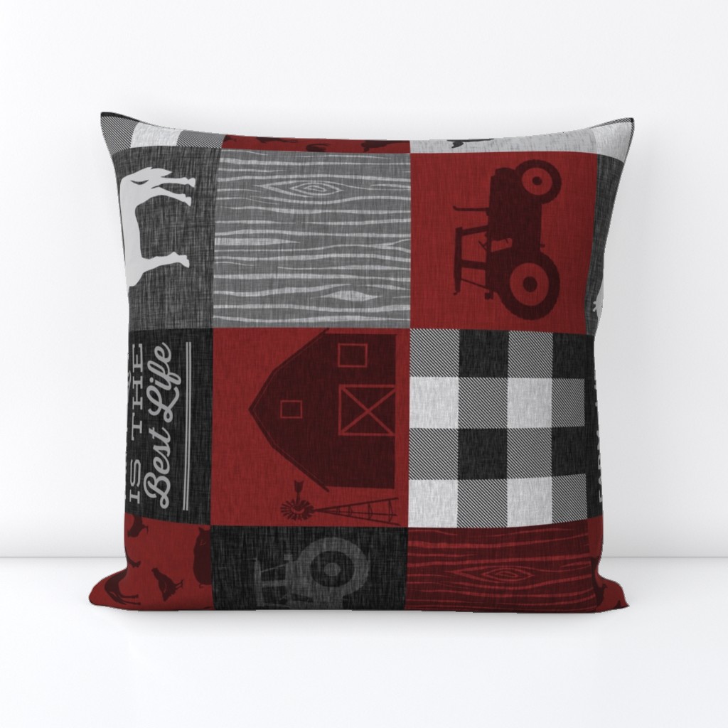 Farm Life Quilt - Red And black - rotated