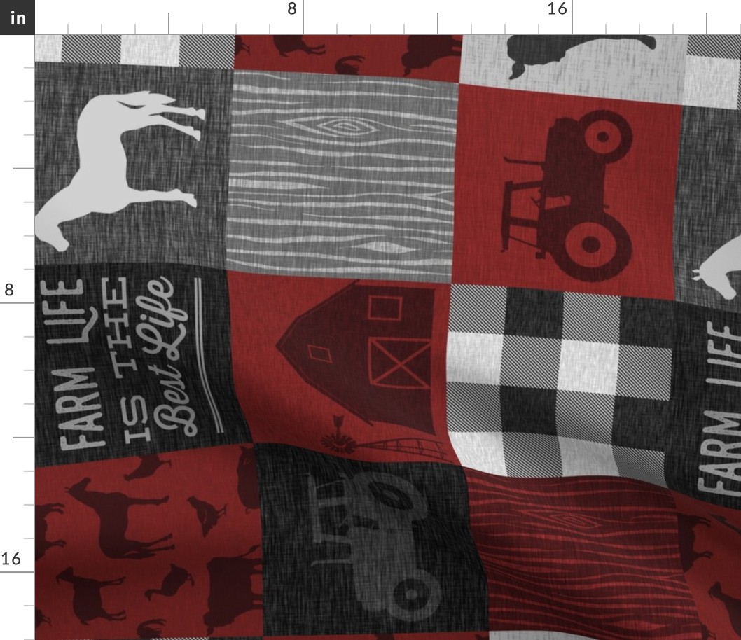 Farm Life Quilt - Red And black - rotated