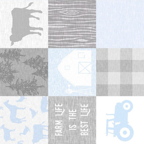 farm Life quilt - baby blue - rotated