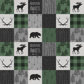 3”  Adventure Awaits Quilt - pine, black, grey