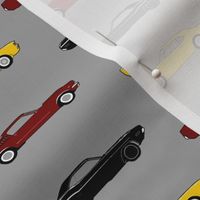 2.5” classic Muscle Cars - yellow, maroon, black on grey