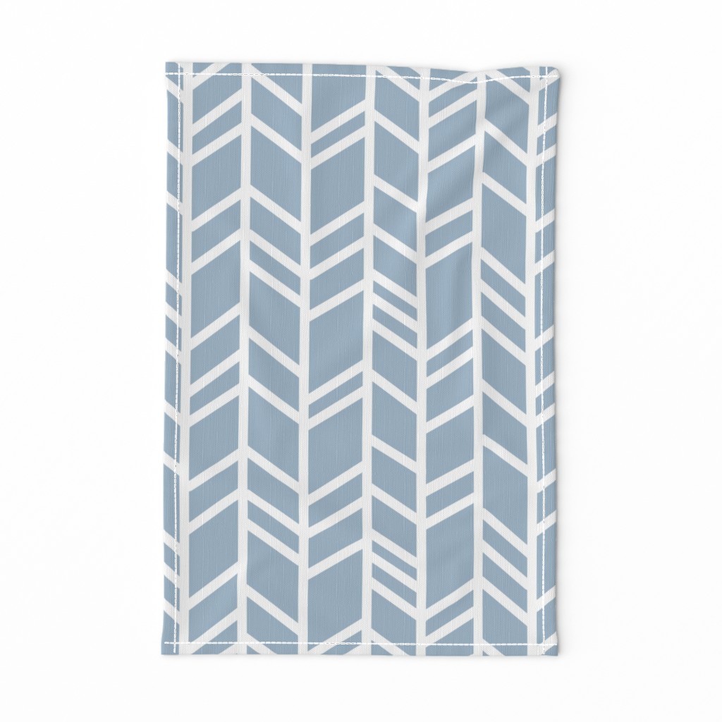 crazy Herringbone - slate blue and white