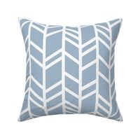 crazy Herringbone - slate blue and white