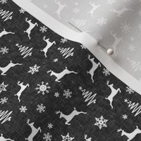 (3/4" scale) reindeer on dark grey linen C18BS