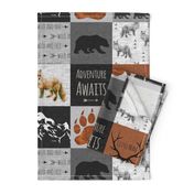 Adventure Awaits - Fox And Bear Little Man - Rust, Black, grey