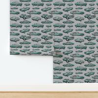 Small Muscle Cars - Aqua on grey