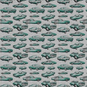 Small Muscle Cars - Aqua on grey