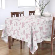 Farm animals - pink on grey linen - rotated