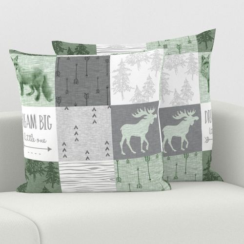 Dream Big - fox and moose - green, grey, white