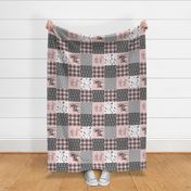You are so deerly loved / little lady - pink and grey plaid - woodland patchwork (90) C18BS