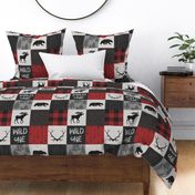 Wild one with plaid - red and black - moose, bear, antlers
