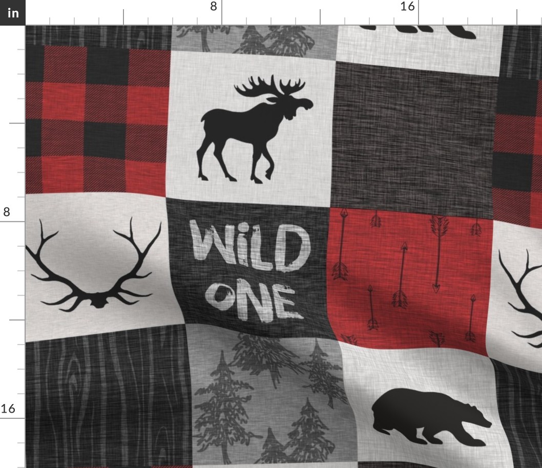Wild one with plaid - red and black - moose, bear, antlers