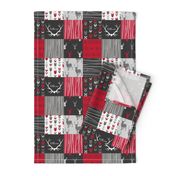 3” Wholecloth Patchwork Deer - Red, charcoal, grey