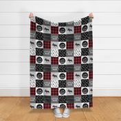 Little Man & Love You To the Mountains Quilt Top - buffalo plaid