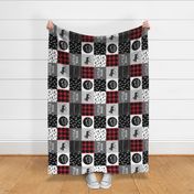 Little Man & Love You To the Mountains Quilt Top - buffalo plaid (90)