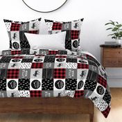 Little Man & Love You To the Mountains Quilt Top - buffalo plaid (90)