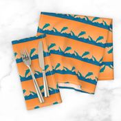 Jumping Dolphins in the Sea in Orange White and Aqua