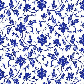 Classic Chinese Flower Pattern Blue White