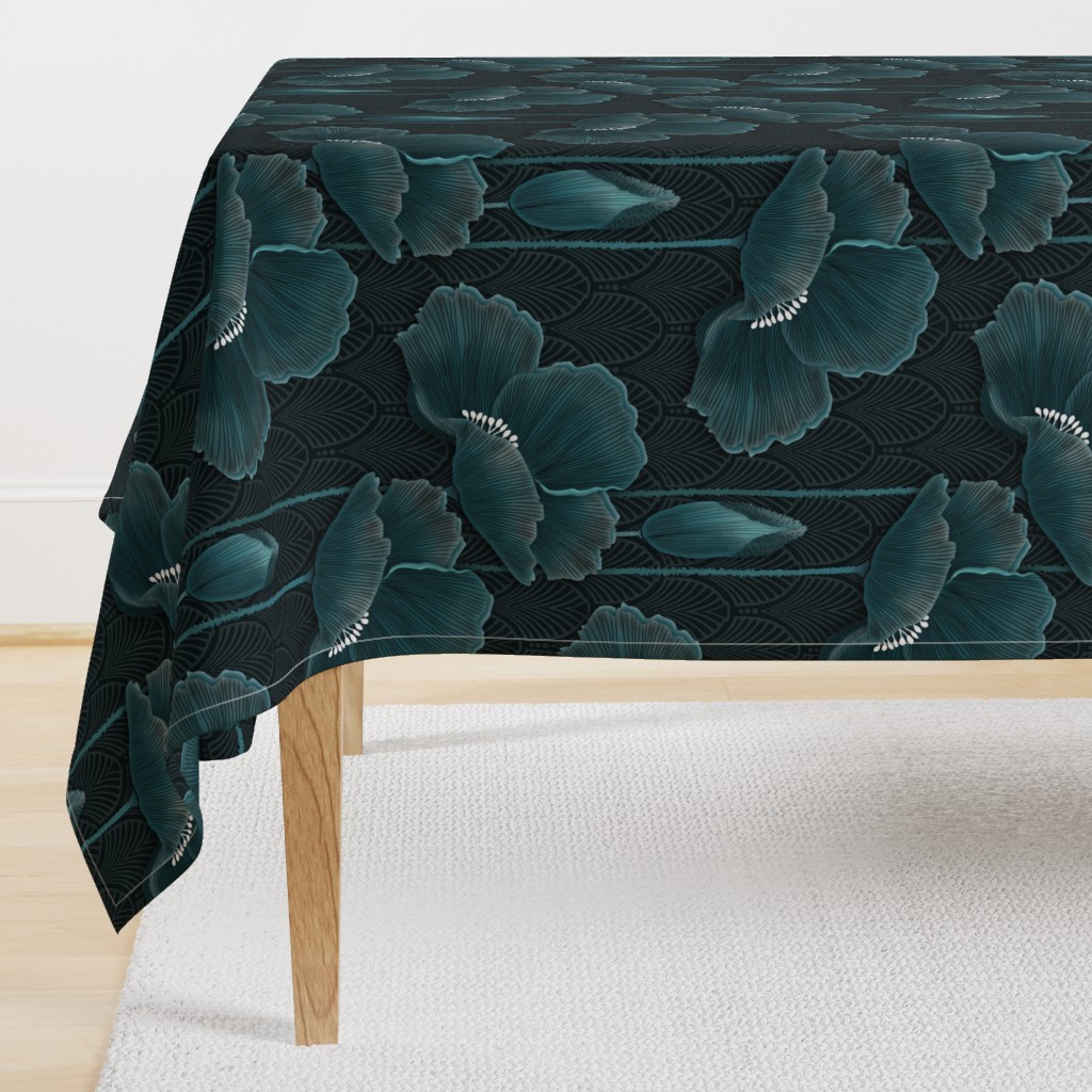 Art Deco Poppies TEAL